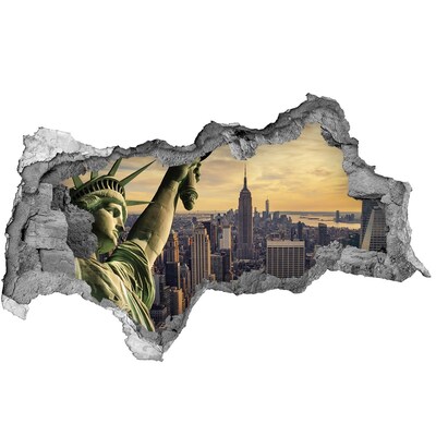 Sticker trou dans le mur New York avec vue sur la Statue de la Liberté