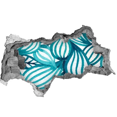 Sticker trou dans le mur Des feuilles tropicales dans un trou dans le mur