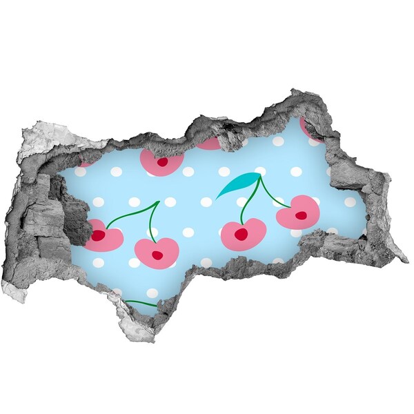 Sticker trou dans le mur Motif de fruits sur fond bleu