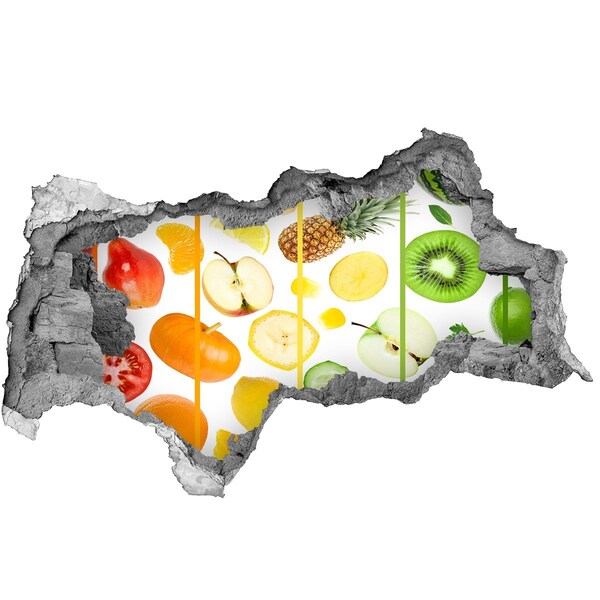 Autocollant à effet 3d trou Fruits frais dans du béton