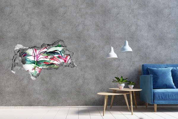 Sticker trou dans le mur Jardin fleuri derrière le mur