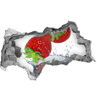 Autocollant mural trou Des fraises juteuses dans une explosion d'eau