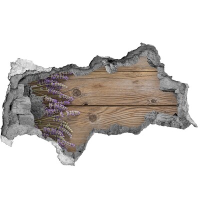 Sticker trou dans le mur Fleurs de lavande dans une boîte en bois