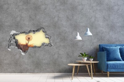 Autocollant à effet 3d trou Une fleur dans les rayons du soleil