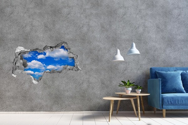 Autocollant mural trou Ciel bleu avec des nuages