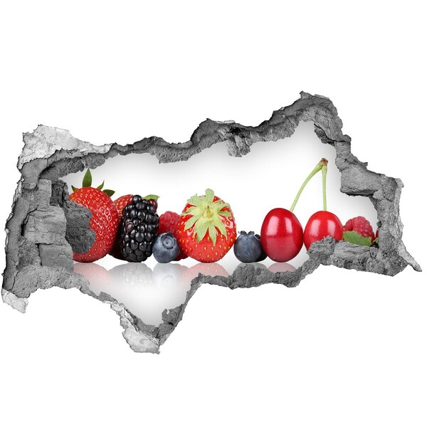 Autocollant à effet 3d trou Des fruits dans un trou dans le mur