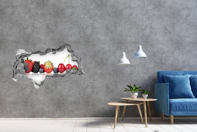 Autocollant à effet 3d trou Des fruits dans un trou dans le mur