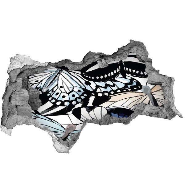 Sticker trou dans le mur Papillons dans une composition colorée