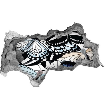 Sticker trou dans le mur Papillons dans une composition colorée