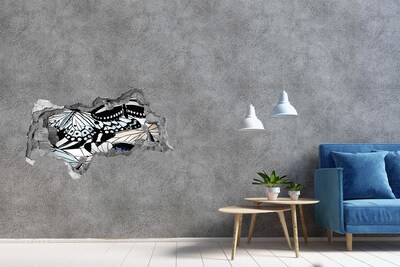 Sticker trou dans le mur Papillons dans une composition colorée