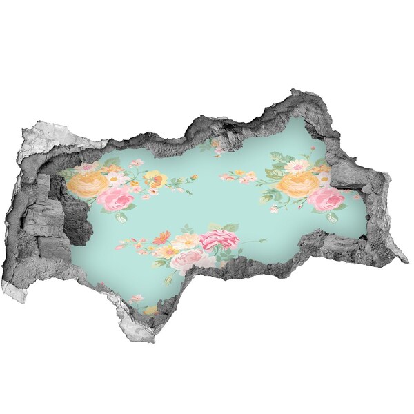 Sticker mural effet trou 3d Un paradis fleuri derrière le mur