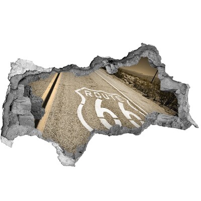 Sticker trou dans le mur Route 66 en béton