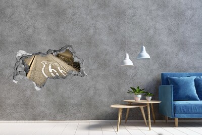 Sticker trou dans le mur Route 66 en béton