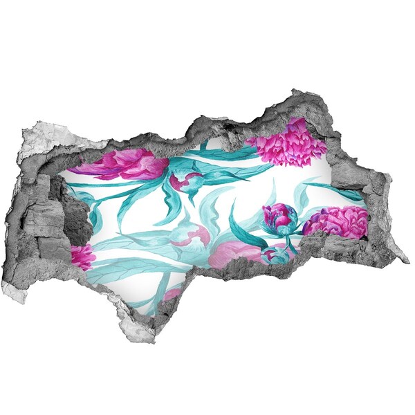 Sticker mural effet trou 3d Jardin fleuri derrière le mur