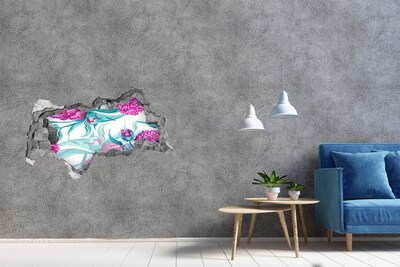 Sticker mural effet trou 3d Jardin fleuri derrière le mur