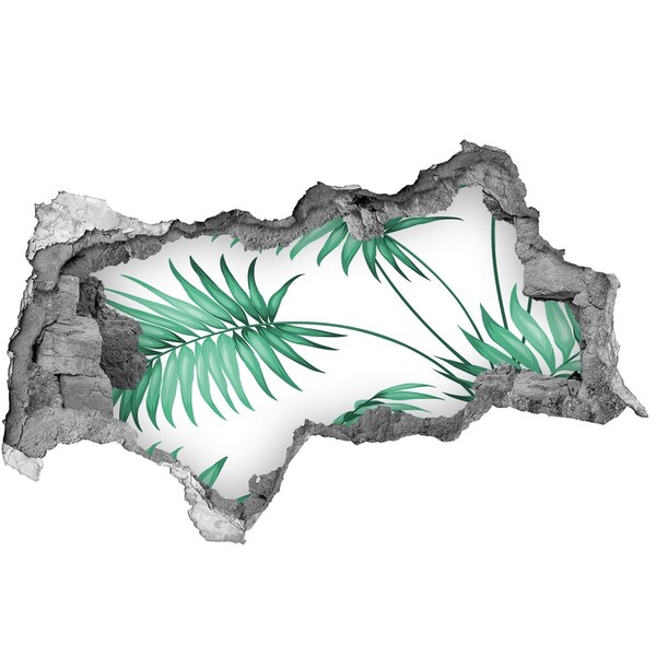 Autocollant mural trou Jungle verte à travers un trou dans le mur