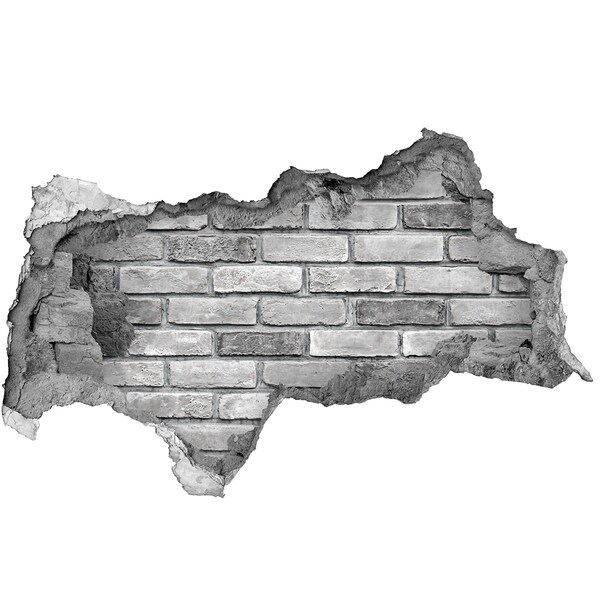 Sticker mural effet trou 3d Mur de briques endommagé