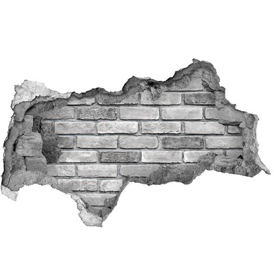 Sticker mural effet trou 3d Mur de briques endommagé