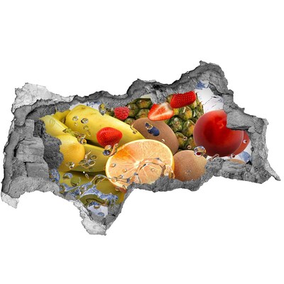 Sticker mural effet trou 3d Un paradis fruitier derrière le mur