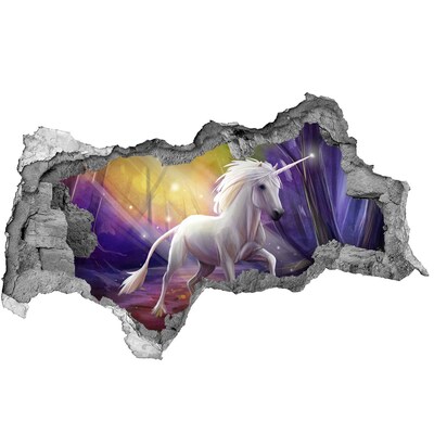 Autocollant à effet 3d trou Licorne dans la forêt enchantée