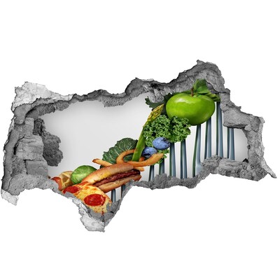 Sticker mural effet trou 3d Le monde culinaire derrière le mur