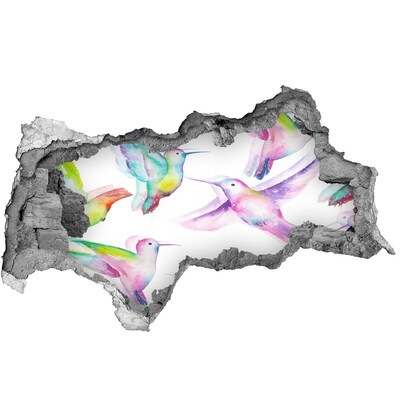 Autocollant à effet 3d trou Colibris béton