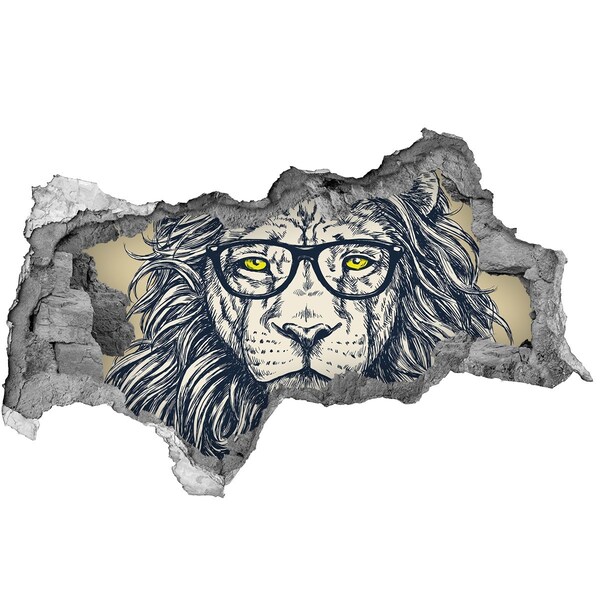 Autocollant à effet 3d trou Lion avec des lunettes