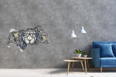 Autocollant à effet 3d trou Lion hipster béton