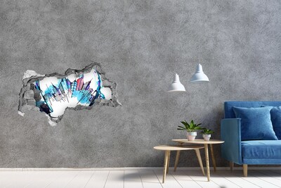 Sticker trou dans le mur Une ville moderne en ruines