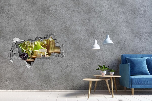 Sticker mural effet trou 3d Plaisirs fromagers au soleil