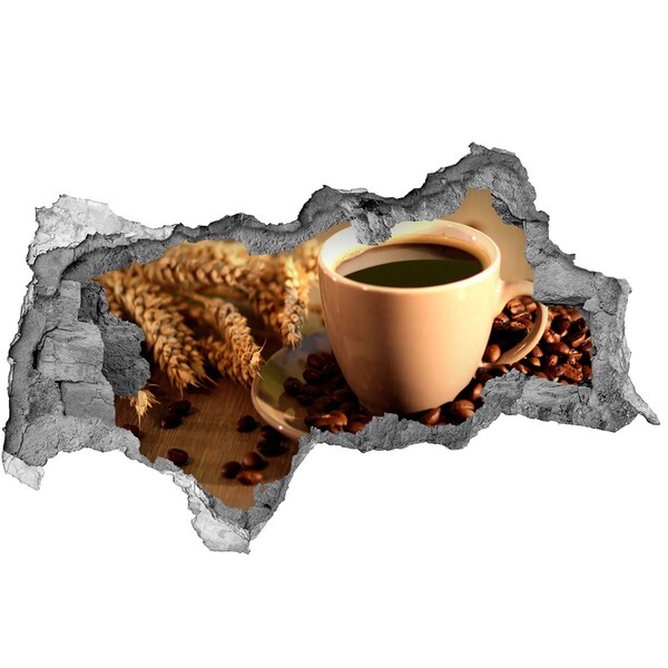 Sticker mural effet trou 3d Café avec des grains