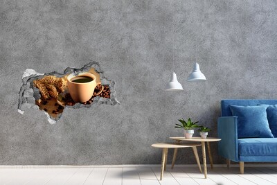Sticker mural effet trou 3d Café avec des grains