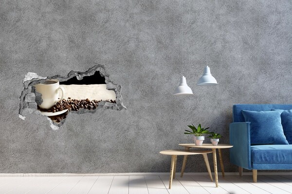 Autocollant à effet 3d trou Café au cœur du mur