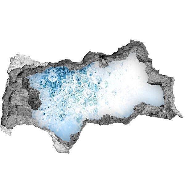 Autocollant mural trou Pissenlits en bleu