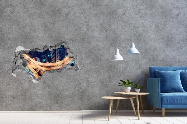 Autocollant mural trou Vue de la ville la nuit