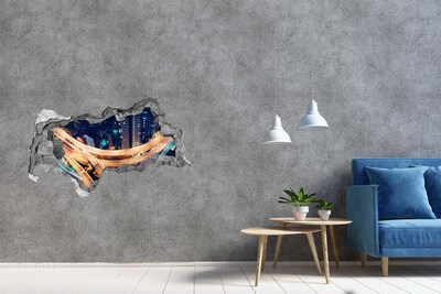 Autocollant mural trou Vue de la ville la nuit