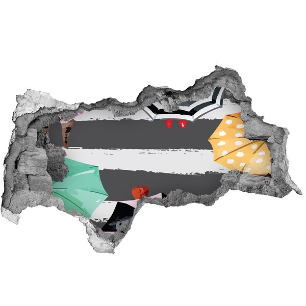 Sticker trou dans le mur Plage mystérieuse avec parasols