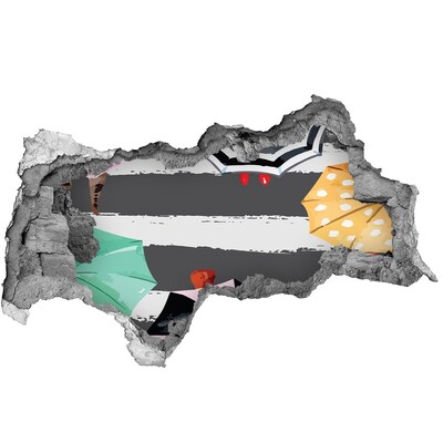 Sticker trou dans le mur Plage mystérieuse avec parasols