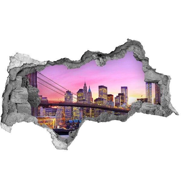 Sticker mural effet trou 3d La silhouette de New York au coucher du soleil