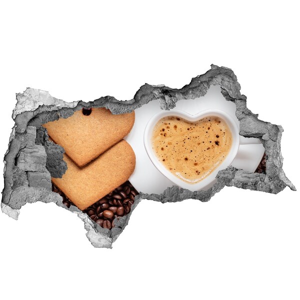 Sticker mural effet trou 3d Café avec des biscuits