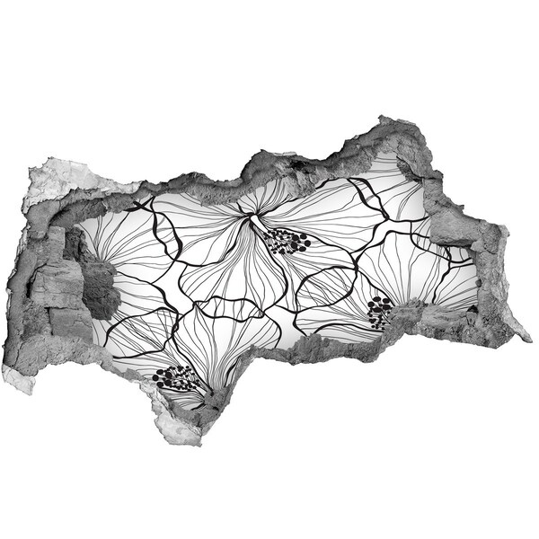 Autocollant mural trou Motif floral trou dans le mur