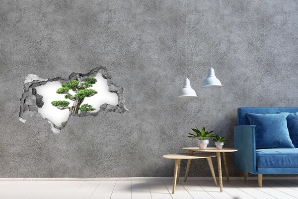 Autocollant mural trou Bonsaï dans un trou dans le mur