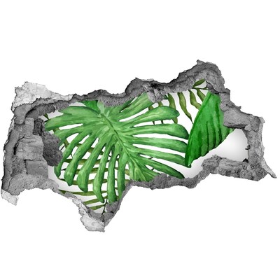 Autocollant à effet 3d trou Jungle verte derrière le mur