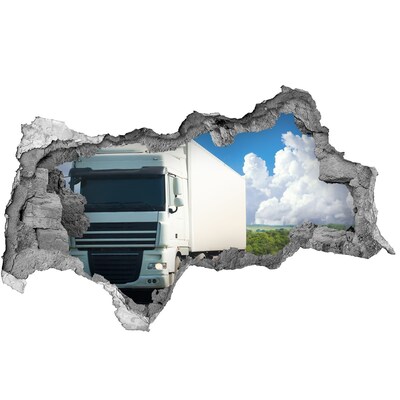 Autocollant mural trou Camion blanc béton