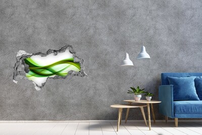 Autocollant à effet 3d trou Vague verte dans le trou du mur