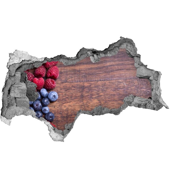 Sticker mural effet trou 3d Un paradis fruitier dans un mur en ruine