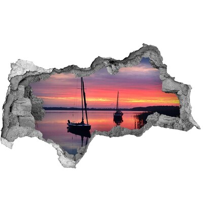 Sticker trou dans le mur Coucher de soleil sur le lac