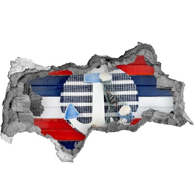 Sticker trou dans le mur Aventure en mer avec des coquillages