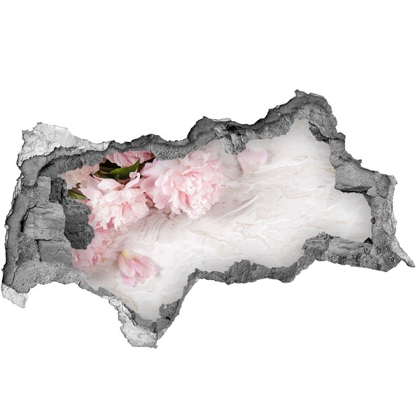 Sticker mural effet trou 3d Des fleurs dans un mur en ruine