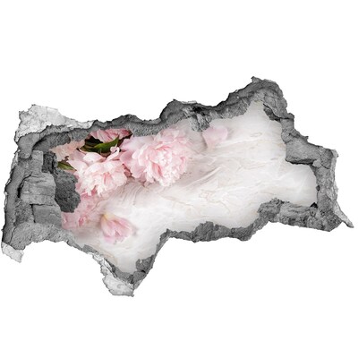 Sticker mural effet trou 3d Des fleurs dans un mur en ruine